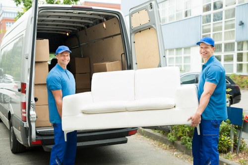 Moving van and boxes for removals in Brixton