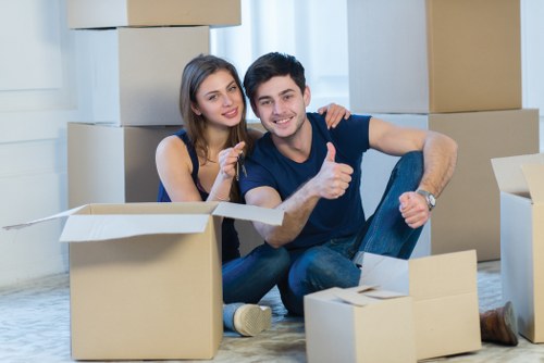 Packing office equipment carefully during Brixton office removals